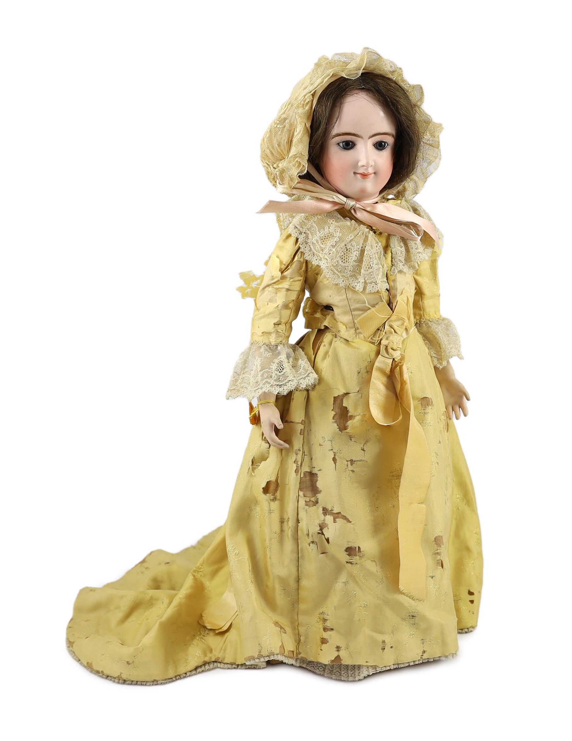 A Bru bisque swivel head fashion doll, French, 1870, 20in.